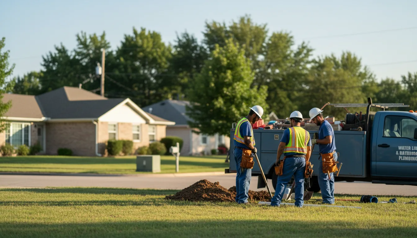 Residential water line and bathroom plumbing service in Farragut, IA